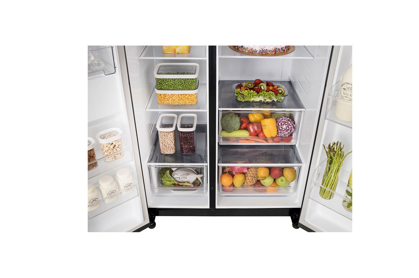 LG 655L, Side-by-Side Refrigerator with Smart Inverter Compressor, Multi Air Flow, Multi Digital Sensors, Express Freezing, Smart Diagnosis™, Western Black Finish, GL-B257HWBY