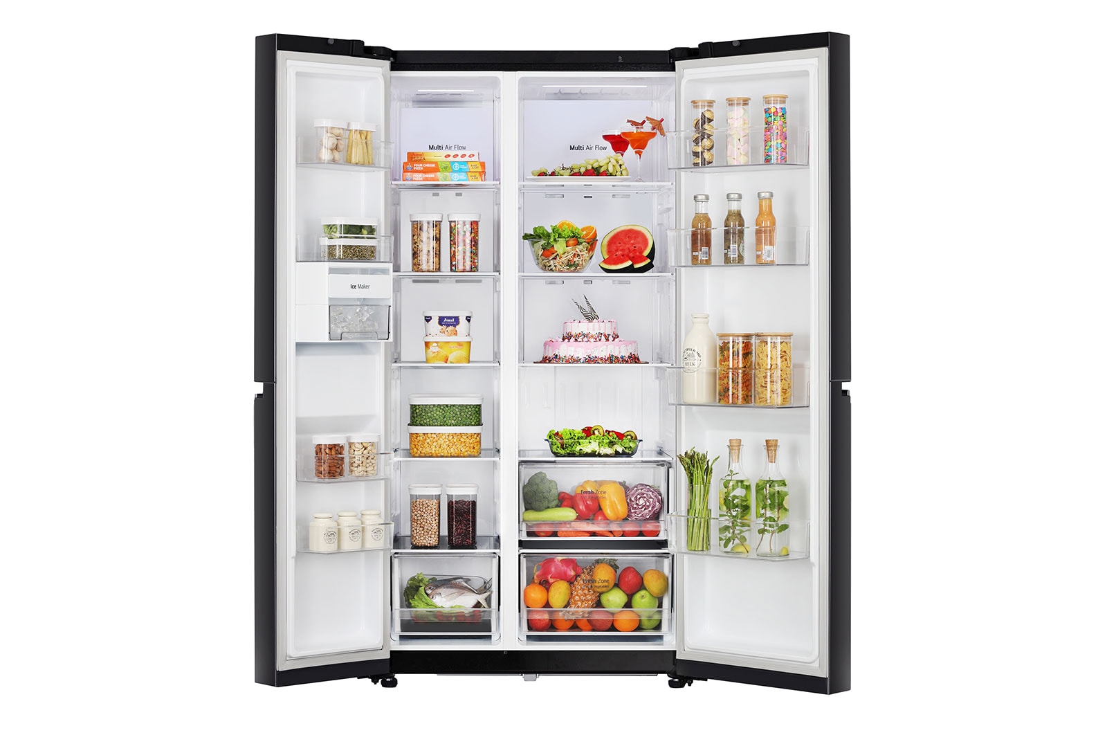 LG 655L, Side-by-Side Refrigerator with Smart Inverter Compressor, Multi Air Flow, Multi Digital Sensors, Express Freezing, Smart Diagnosis™, Western Black Finish, GL-B257HWBY