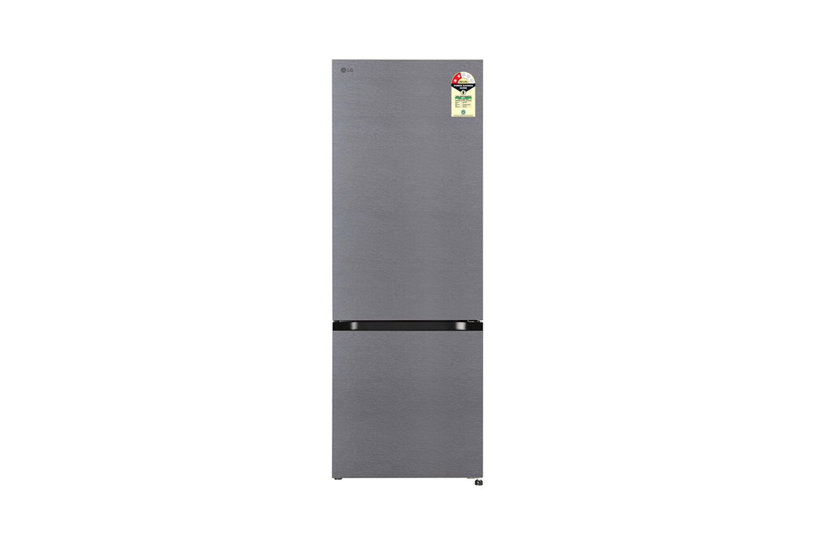 Front view of LG 340L Bottom Freezer Refrigerator, Door Cooling+™, Wi-Fi Convertible, Smart Inverter Compressor, Dazzle Steel , 2 Star GL-B382CDSY