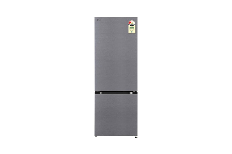 Front view of LG 340L Bottom Freezer Refrigerator, Door Cooling+™, Wi-Fi Convertible, Smart Inverter Compressor, Dazzle Steel , 2 Star GL-B382CDSY