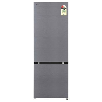 Front view of LG 340L Bottom Freezer Refrigerator, Door Cooling+™, Wi-Fi Convertible, Smart Inverter Compressor, Dazzle Steel , 2 Star GL-B382CDSY