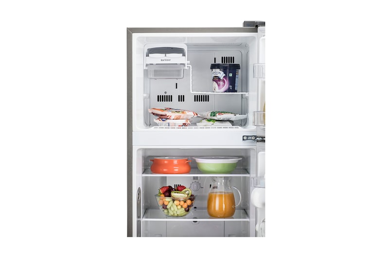 LG 291L Double Door Refrigerator, Smart Inverter Compressor, Base Stand Drawer, Shiny Steel Finish, 2 Star, GL-C322KPZY