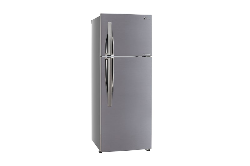 LG 291L Double Door Refrigerator, Smart Inverter Compressor, Base Stand Drawer, Shiny Steel Finish, 2 Star, GL-C322KPZY