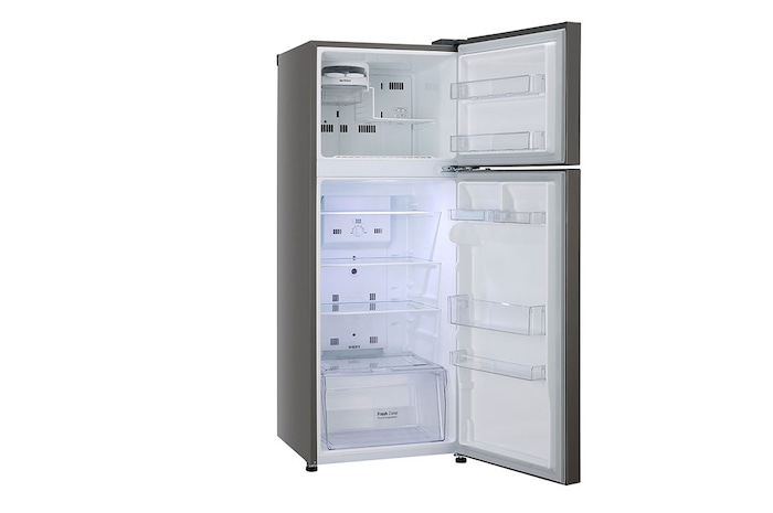 LG 291L Double Door Refrigerator, Smart Inverter Compressor, Base Stand Drawer, Shiny Steel Finish, 2 Star, GL-C322KPZY