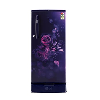 Front view of LG 185L, 3 Star, With Base Stand Drawer, Blue Euphoria Finish, Direct Cool Single Door Refrigerator GL-D199OBED