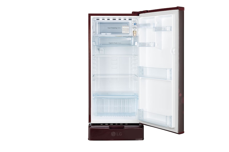 LG 185L Single Door Refrigerator, Smart Inverter Compressor, Base Stand Drawer, Scarlet Euphoria Finish, 4 Star, GL-D199OSEY
