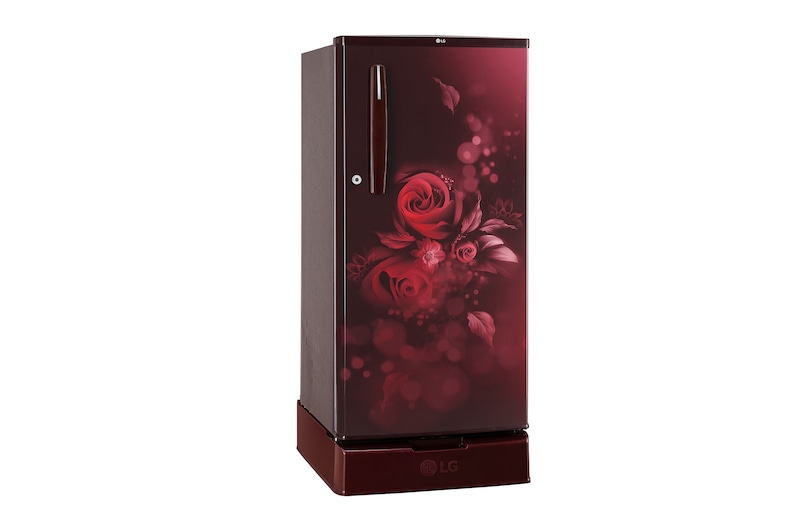LG 185L Single Door Refrigerator, Smart Inverter Compressor, Base Stand Drawer, Scarlet Euphoria Finish, 4 Star, GL-D199OSEY