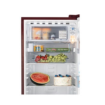 LG 185L Single Door Refrigerator, Smart Inverter Compressor, Base Stand Drawer, Scarlet Euphoria Finish, 4 Star, GL-D199OSEY