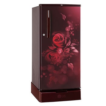 LG 185L Single Door Refrigerator, Smart Inverter Compressor, Base Stand Drawer, Scarlet Euphoria Finish, 4 Star, GL-D199OSEY