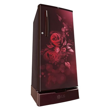 LG 185L Single Door Refrigerator, Smart Inverter Compressor, Base Stand Drawer, Scarlet Euphoria Finish, 4 Star, GL-D199OSEY