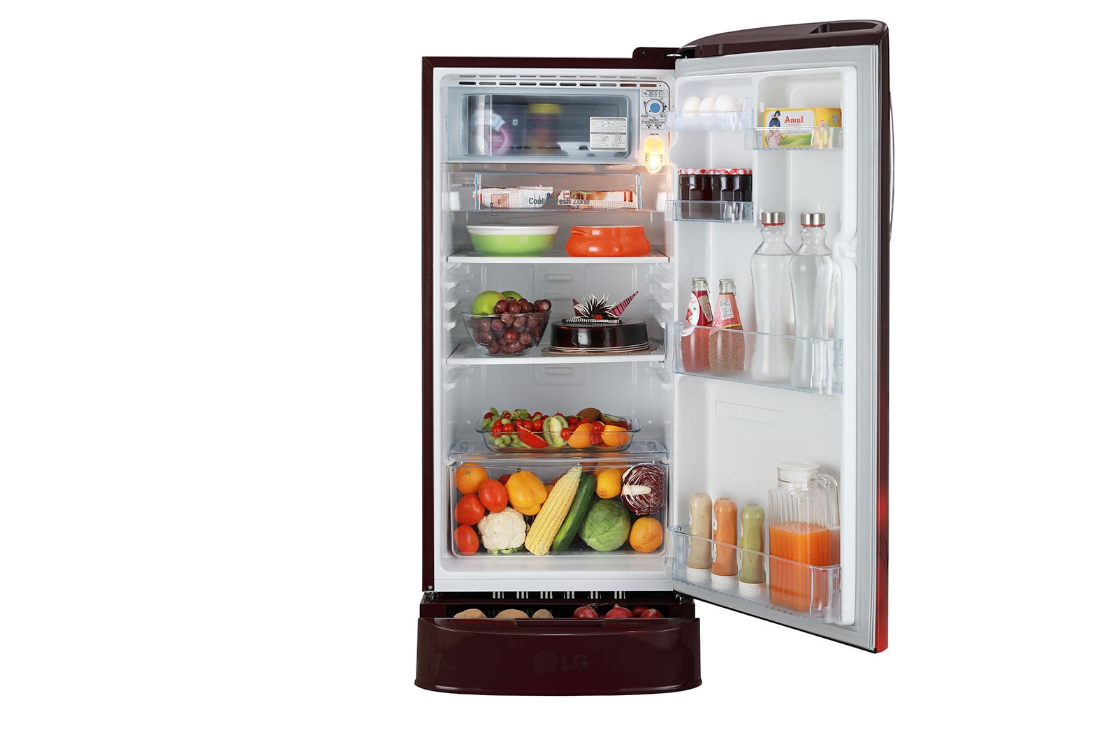 LG 185L, 5 Star, Direct Cool Single Door Refrigerator, Scarlet Charm Finish, 2023 Model, GL-D201ASCU