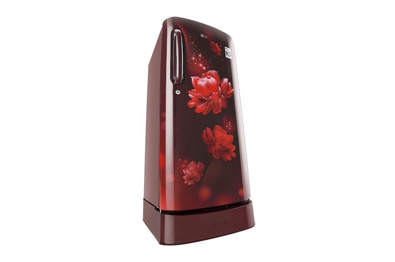LG 185L Single Door Refrigerator with Base Stand Drawer, Smart Inverter Compressor, Smart Connect, Scarlet Charm, 5 Star, GL-D201ASCU