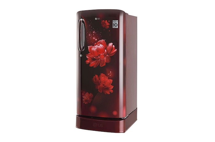 LG 185L Single Door Refrigerator with Base Stand Drawer, Smart Inverter Compressor, Smart Connect, Scarlet Charm, 5 Star, GL-D201ASCU