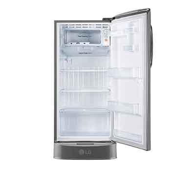 LG 210L Single Door Refrigerator with Smart Inverter Compressor, Anti Bacterial Gasket, Shiny Steel, 4 Star, GL-D231APZY, Door Open