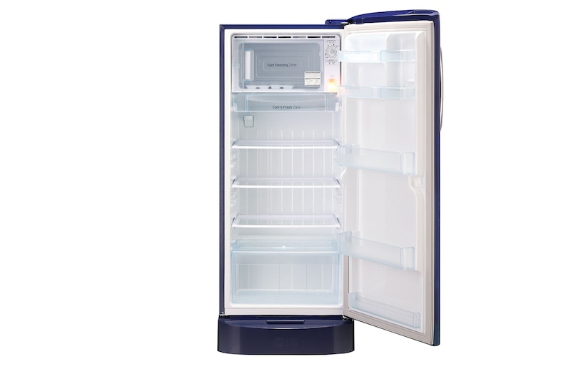 LG 224L Single Door Refrigerator, Smart Inverter Compressor, Smart Connect, Base Stand Drawer, Blue Charm Finish, 5 Star, GL-D241ABCU