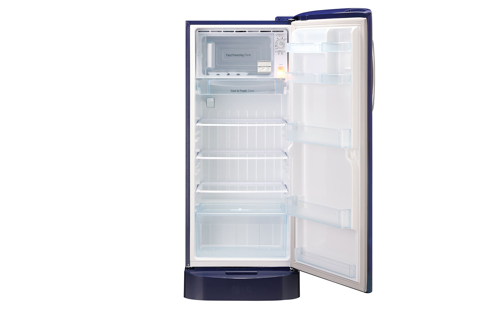 LG 224L Single Door Refrigerator, Smart Connect, Base Stand Drawer, Blue Charm Finish, 4 Star, GL-D241ABCY