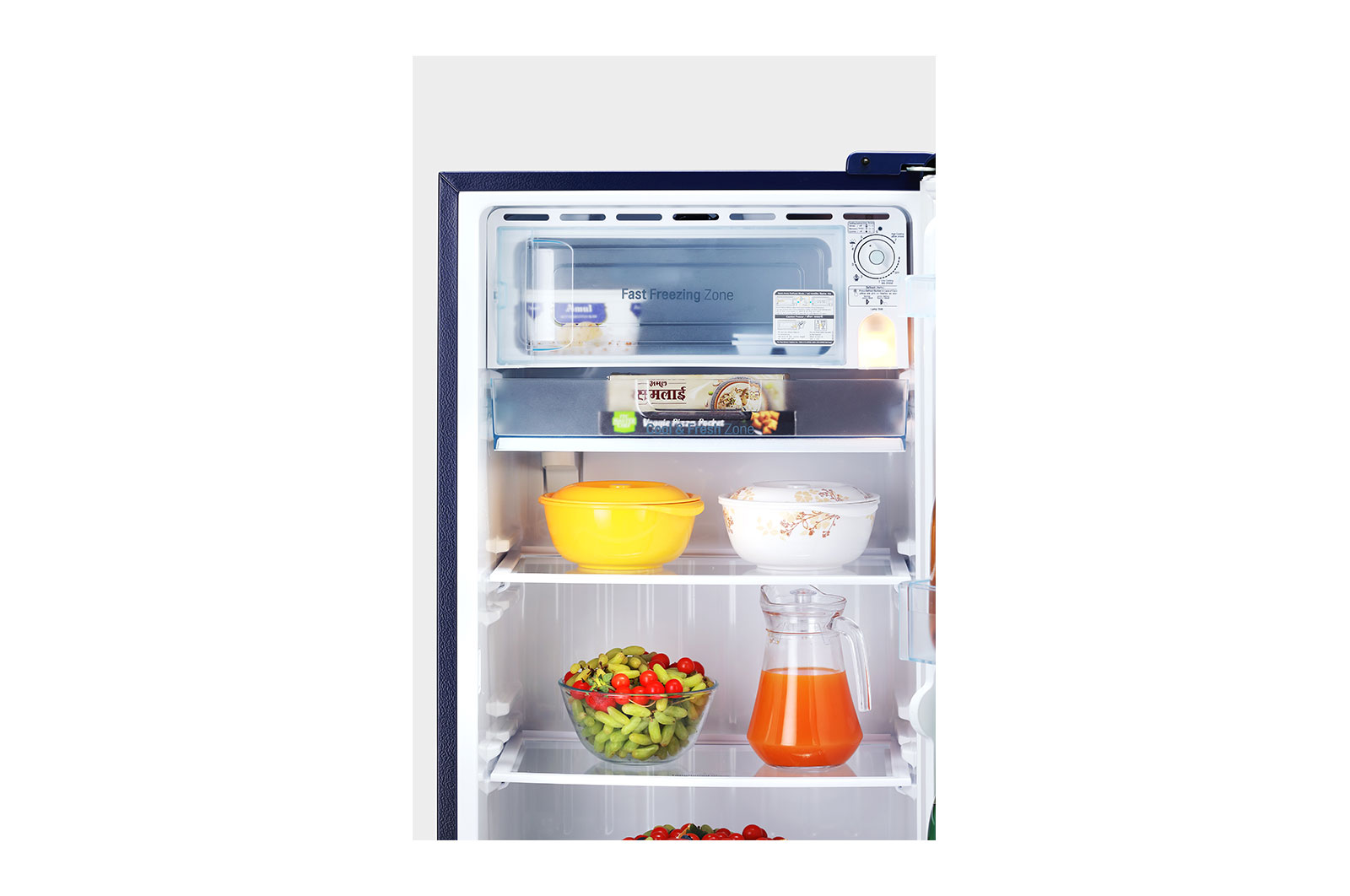 LG 224L Single Door Refrigerator, Smart Inverter Compressor, Base Stand Drawer, Blue Euphoria Finish, 4 Star, GL-D241ABEY