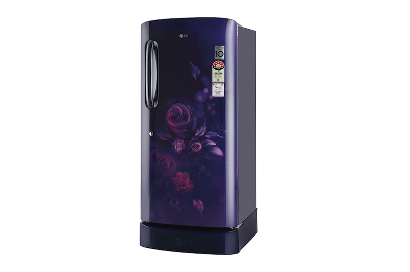 LG 224L Single Door Refrigerator, Smart Inverter Compressor, Base Stand Drawer, Blue Euphoria Finish, 4 Star, GL-D241ABEY