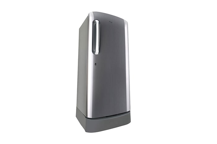 LG 224L Single Door Refrigerator, Base Stand Drawer, Smart Inverter Compressor, Smart Connect, Shiny Steel, 5 Star, GL-D241APZU