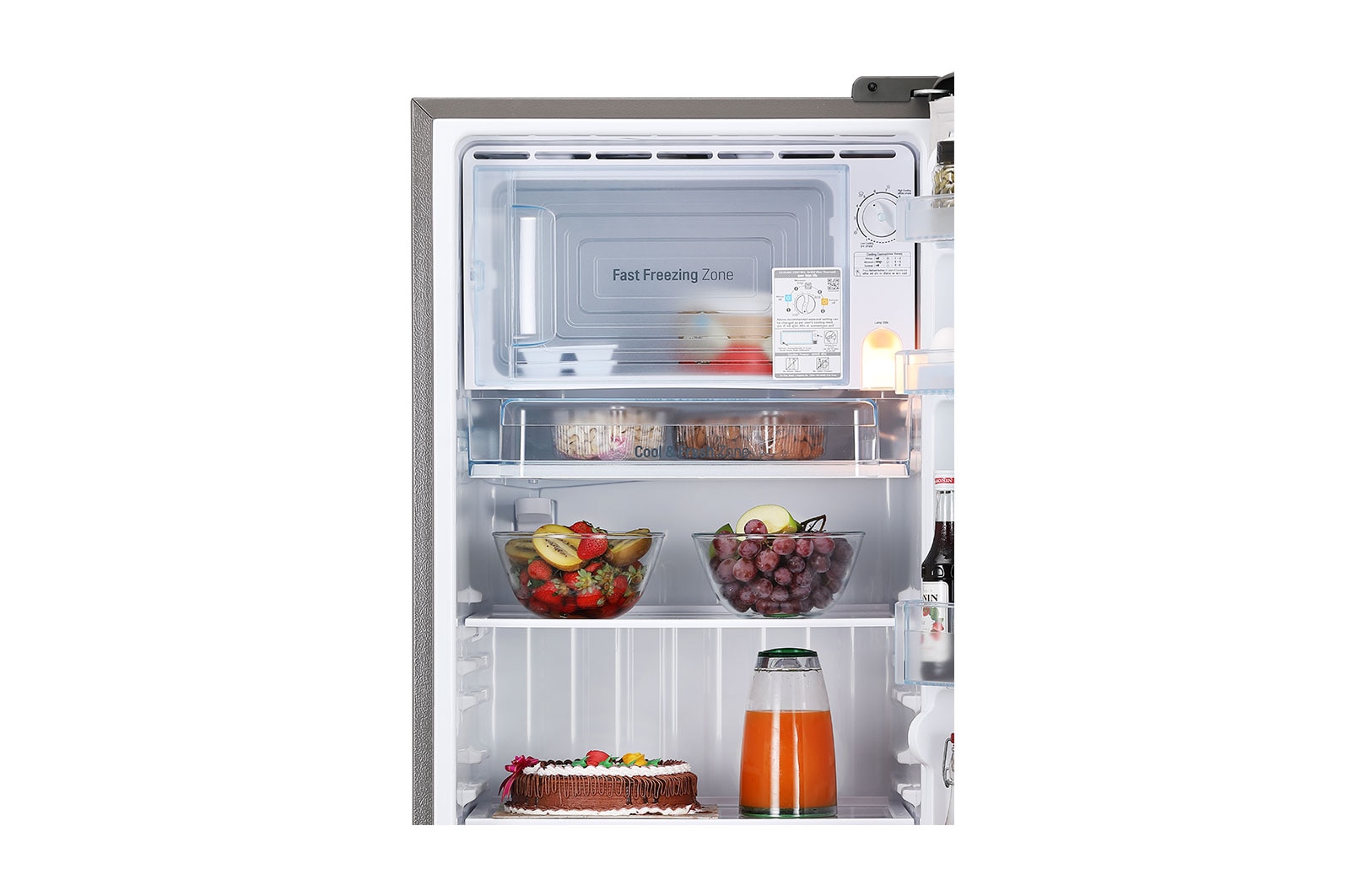 LG 224L Single Door Refrigerator, Smart Inverter Compressor, Smart Connect, Base Stand Drawer, Shiny Steel, 4 Star, GL-D241APZY