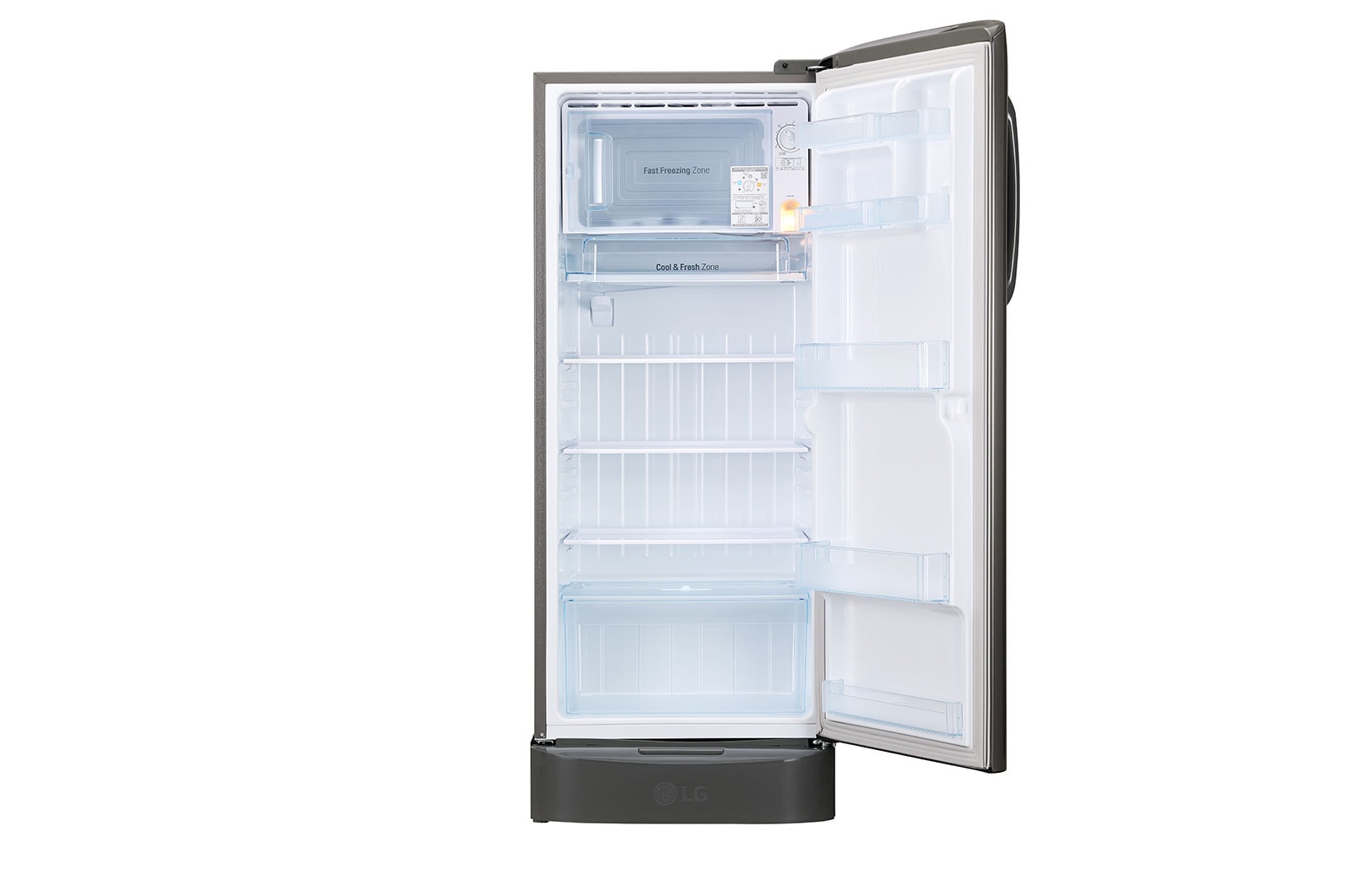 LG 224L Single Door Refrigerator, Smart Inverter Compressor, Smart Connect, Base Stand Drawer, Shiny Steel, 4 Star, GL-D241APZY