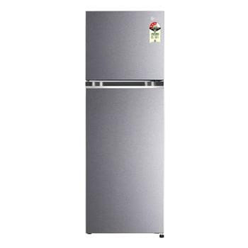 Front view of LG 246L Double Door Refrigerator with Multi Air Flow, Auto Smart Connect™, Dazzle Steel, 3 Star GL-N262SDSX