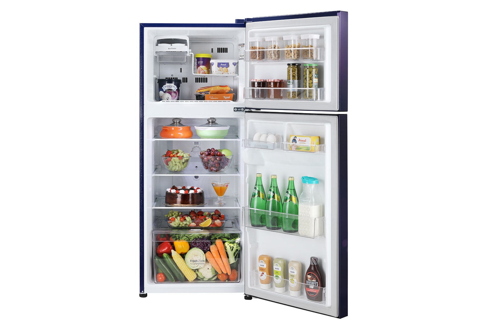 GL-N292BBCY-Refrigerators-Front-View-Door-Open-With-Content