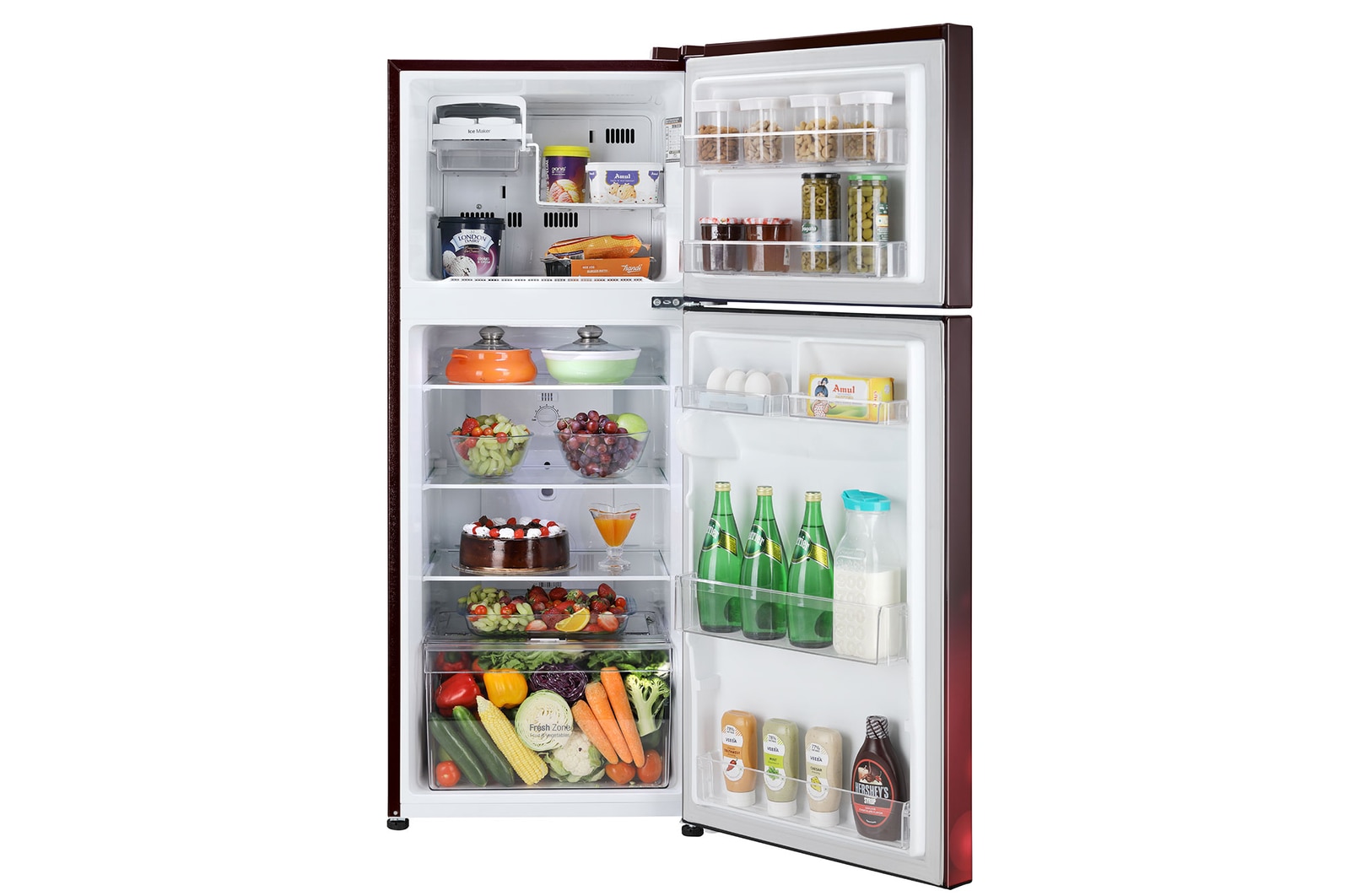 LG GL-N292BSCY-Refrigerators-Front-View-Door-Open-With-Content