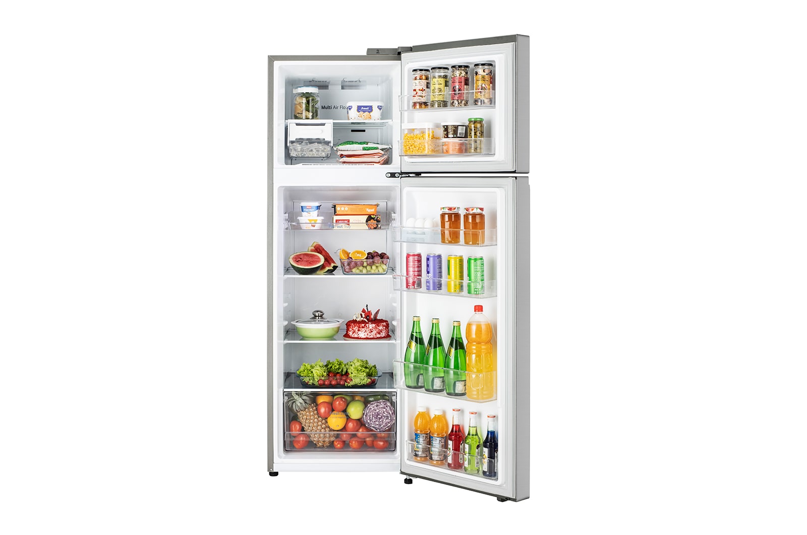 LG 272L Double Door Refrigerator with Smart Diagnosis™, Multi Air Flow, MOIST ‘N’ FRESH, Shiny Steel Finish, 2 Star, GL-N312SPZY