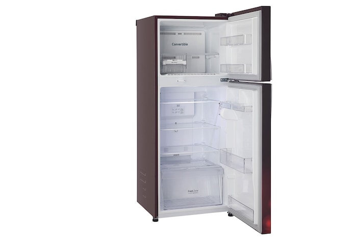 LG 240L Double Door Refrigerator, Convertible, Scarlet Charm Finish, 2 Star, GL-S292RSCY