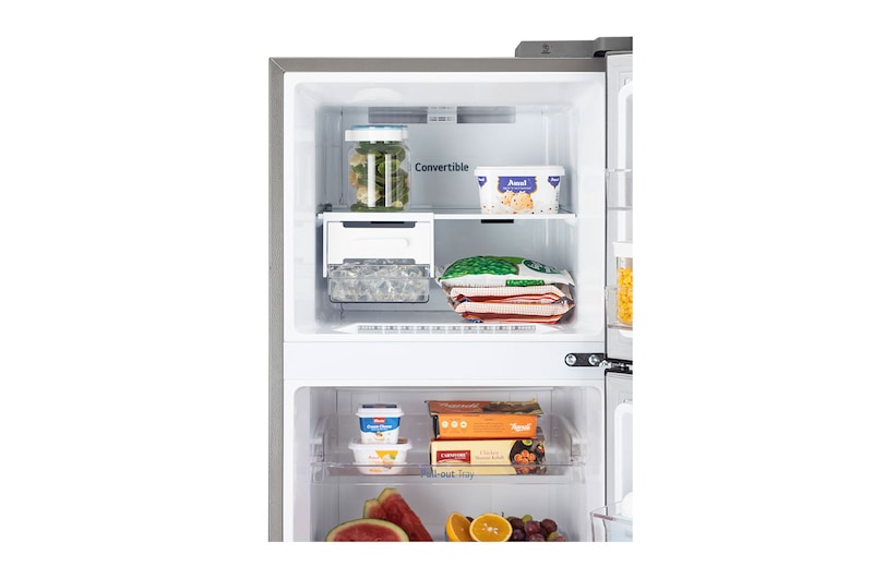 LG 272L Double Door Refrigerator, Convertible, Multi Air Flow, Shiny Steel, 2 Star, GL-S312SPZY
