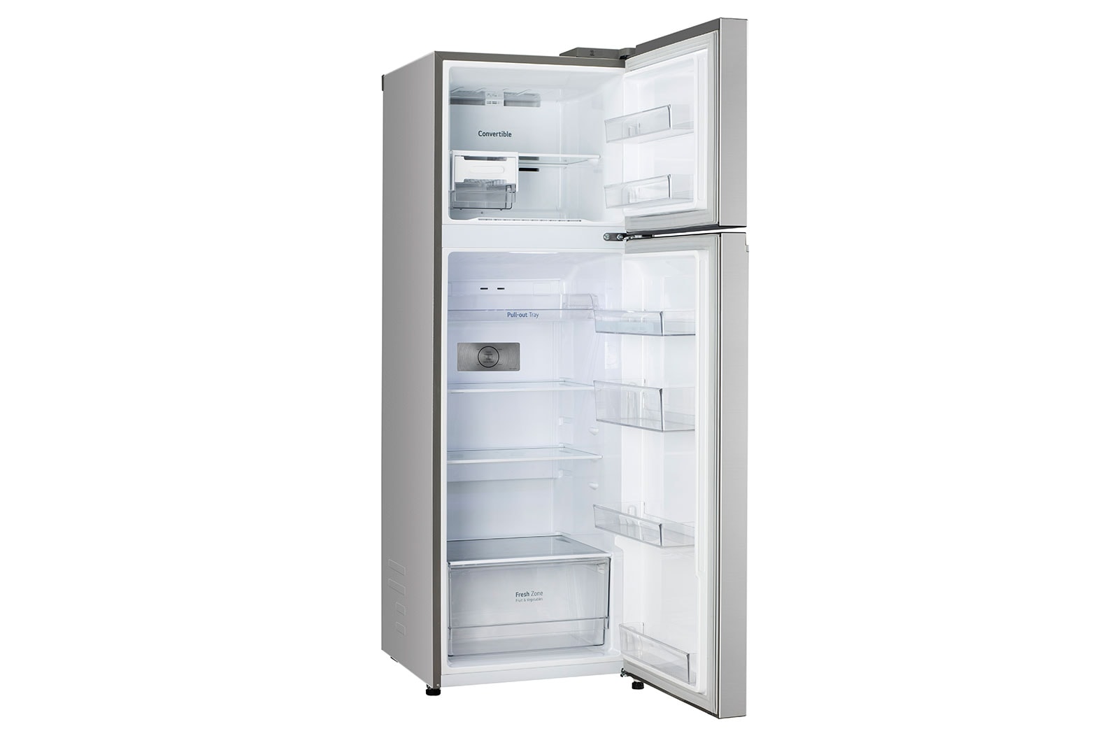 LG 272L Double Door Refrigerator, Convertible, Multi Air Flow, Shiny Steel, 2 Star, GL-S312SPZY