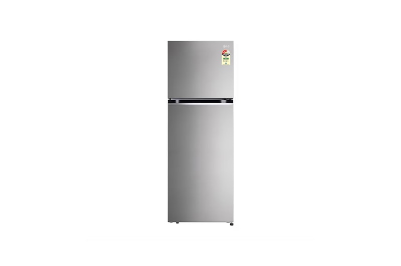 Front view of LG 343L, 3 Star, Smart Inverter Compressor, Convertible, Shiny Steel Finish, Frost-Free Double Door Refrigerator GL-S382SPZX
