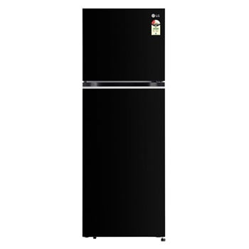 Front view of LG 398L Double Door Refrigerator, Smart Inverter Compressor, MOIST ‘N’ FRESH, Ebony Sheen, 2 Star GL-S422SESY