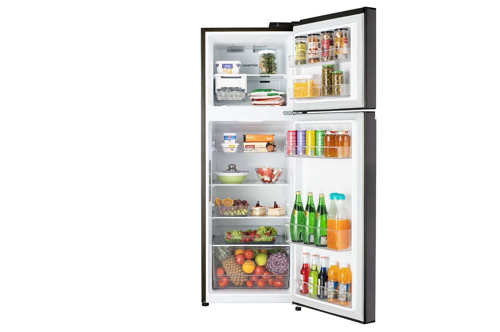 LG 246L Double Door Refrigerator, Convertible, DoorCooling+™, Ebony Sheen Finish, 3 Star, GL-T262TESX