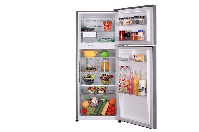 LG 240L Double Door Refrigerator, Convertible, DoorCooling+™, Shiny Steel Finish, 2 Star, GL-T292RPZY