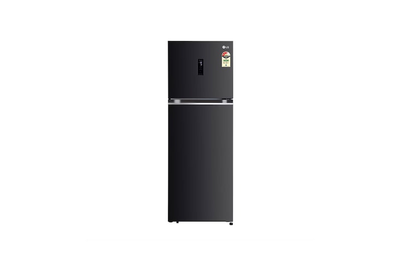 Front view of LG 322L Double Door Refrigerator, LG ThinQ, Wifi Convertible +Door Cooling , Ebony Sheen, 3 Star GL-T342TESX
