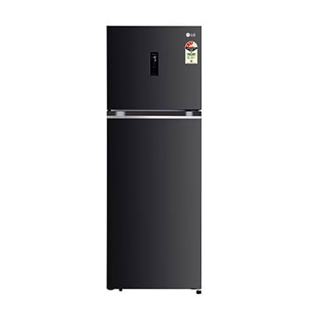 Front view of LG 322L Double Door Refrigerator, LG ThinQ, Wifi Convertible +Door Cooling , Ebony Sheen, 3 Star GL-T342TESX