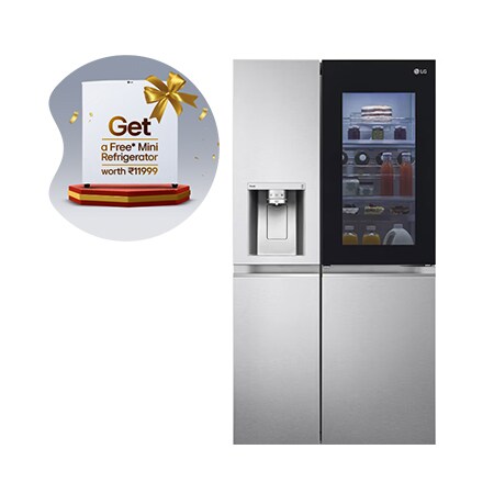 

LG 630L Side-by-Side Refrigerator, InstaView, Noble Steel, 3 Star - GL-X257ABS3