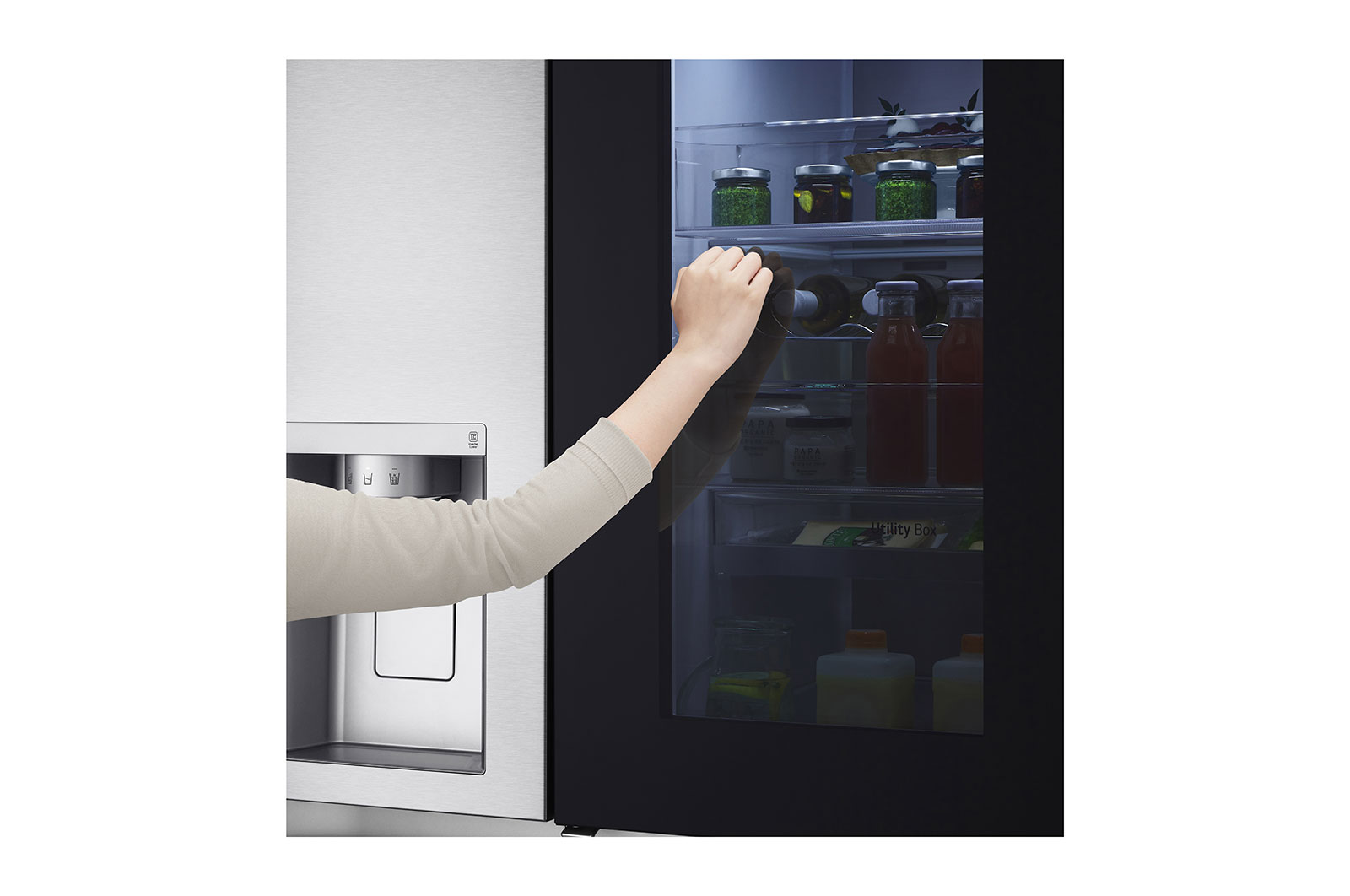 LG Knock Twice, See Inside, 635L InstaView Door-in-Door™, Side-by-Side Refrigerator with Smart Inverter Compressor, DoorCooling+™, Brushed Steel Finish, GL-X257ABSX