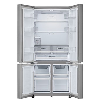 front view with door open with food
