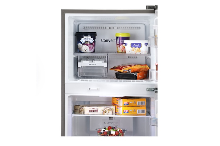 LG 240L Double Door Refrigerator , Convertible, Multi Air Flow, Shiny Steel Finish, 2 Star, GL-S292SPZY