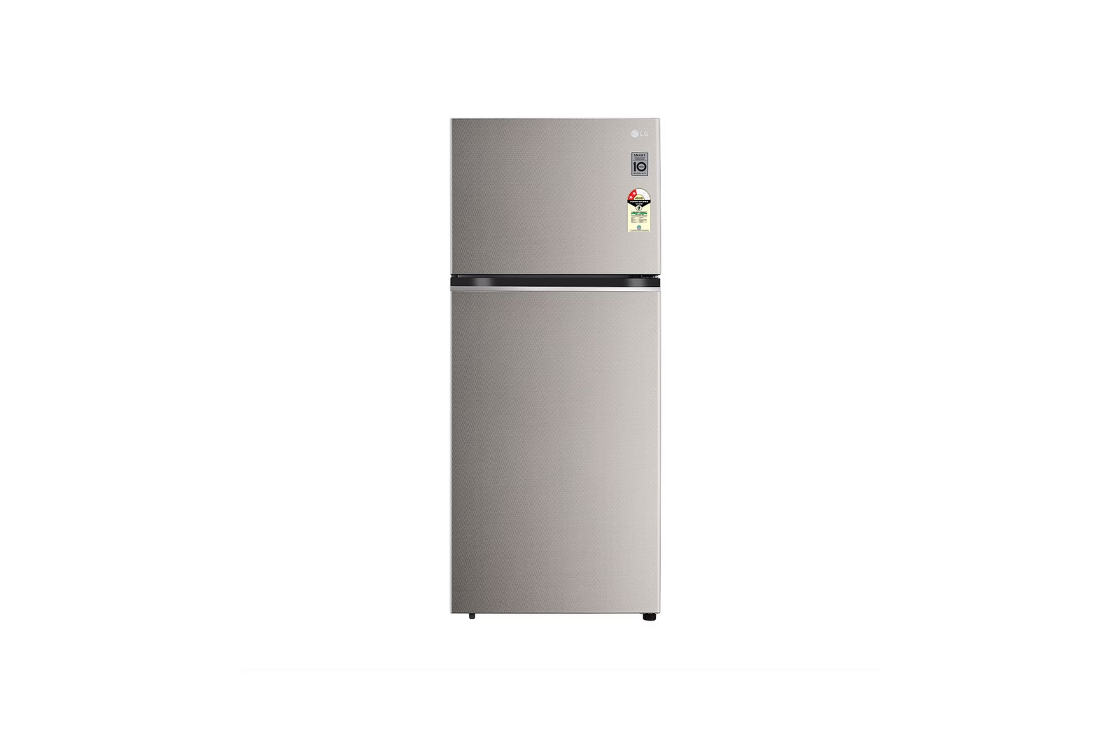 Front view of LG 380L Double Door Refrigerator, Smart Diagnosis™, MOIST ‘N’ FRESH, Urban Steel Finish, 2 Star GL-S412SUSY
