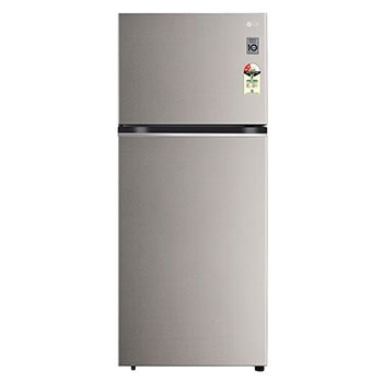 Front view of LG 380L Double Door Refrigerator, Smart Diagnosis™, MOIST ‘N’ FRESH, Urban Steel Finish, 2 Star GL-S412SUSY