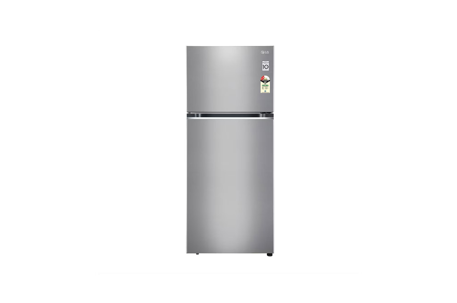 Front view of LG 398L, Double Door Refrigerator, Smart Diagnosis™, Convertible, Shiny Steel Finish, 2 Star GL-S422SPZY
