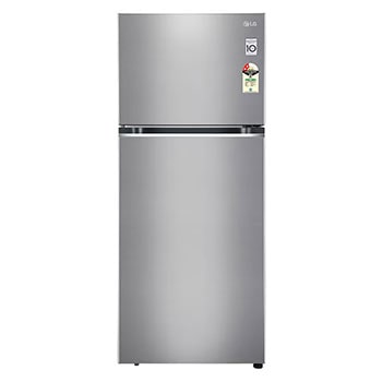 Front view of LG 398L, Double Door Refrigerator, Smart Diagnosis™, Convertible, Shiny Steel Finish, 2 Star GL-S422SPZY