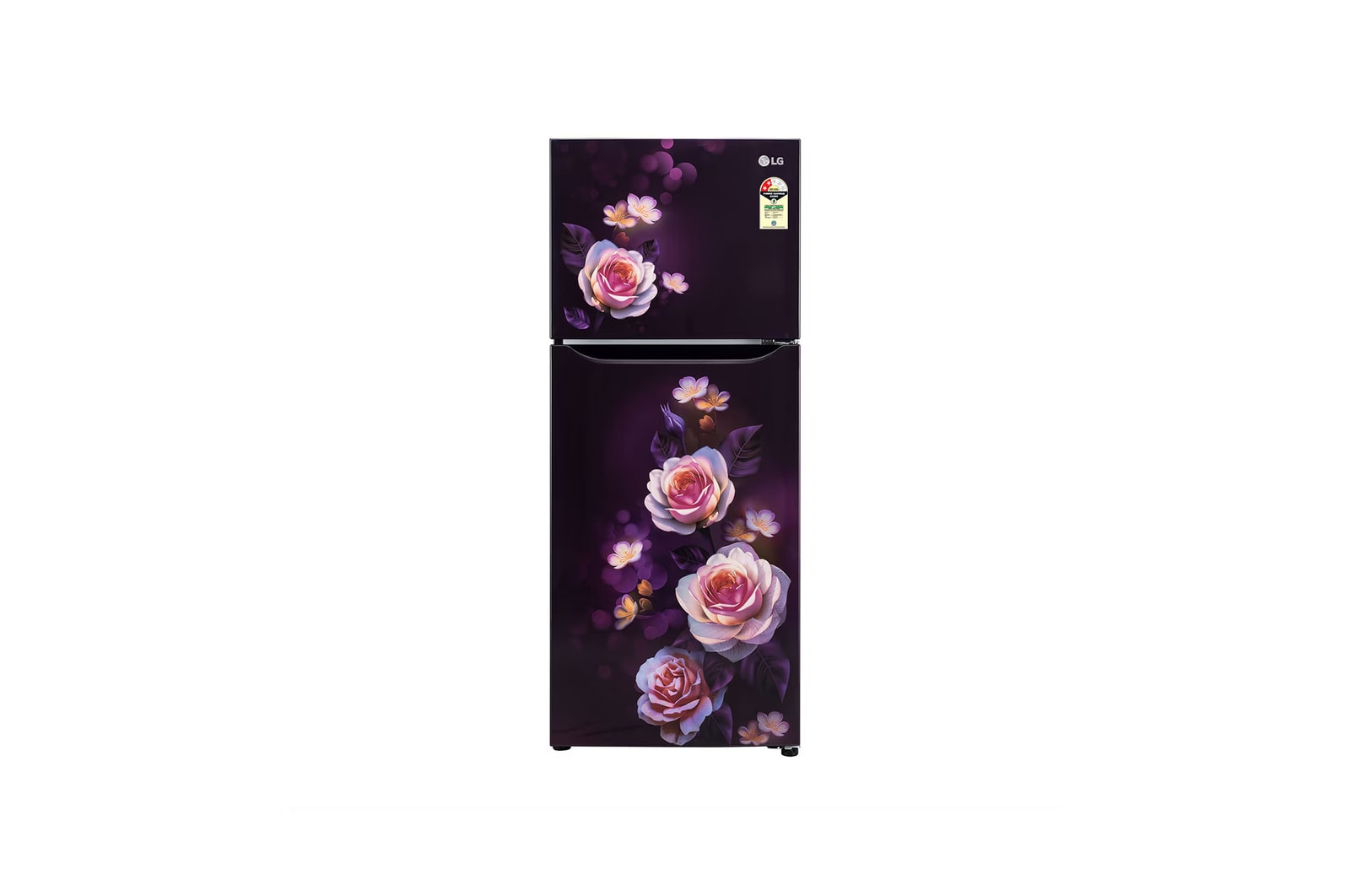 Front view of LG 242L Double Door Refrigerator with Smart Inverter Compressor, Multi-Air Flow, Purple Bloom, 2 Star GL-N292DPBY