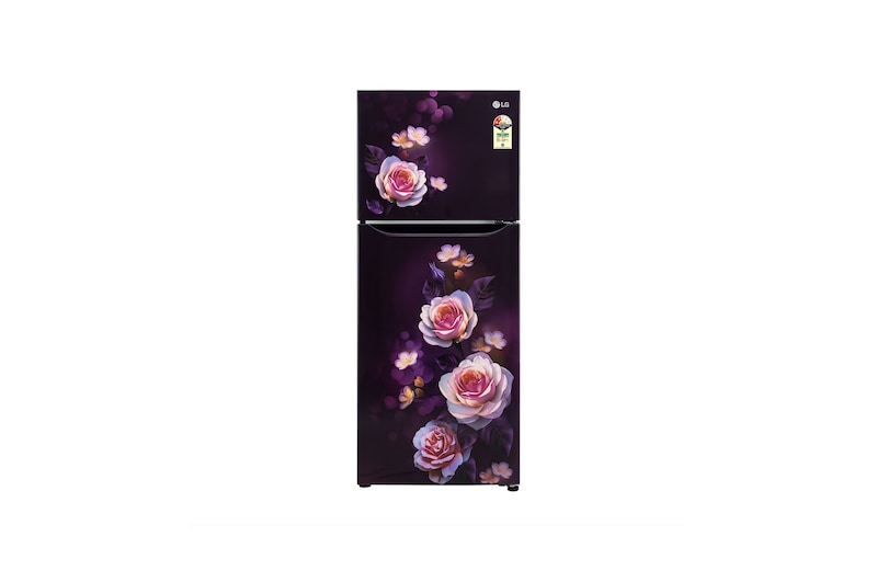 Front view of LG 242L Double Door Refrigerator with Smart Inverter Compressor, Multi-Air Flow, Purple Bloom, 2 Star GL-N292DPBY