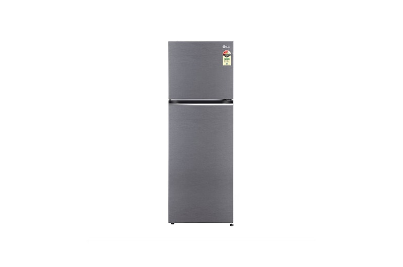 Front view of LG 343L, 3 Star, Smart Inverter Compressor, Convertible, Dazzle Steel Finish, Frost-Free Double Door Refrigerator GL-S382SDSX