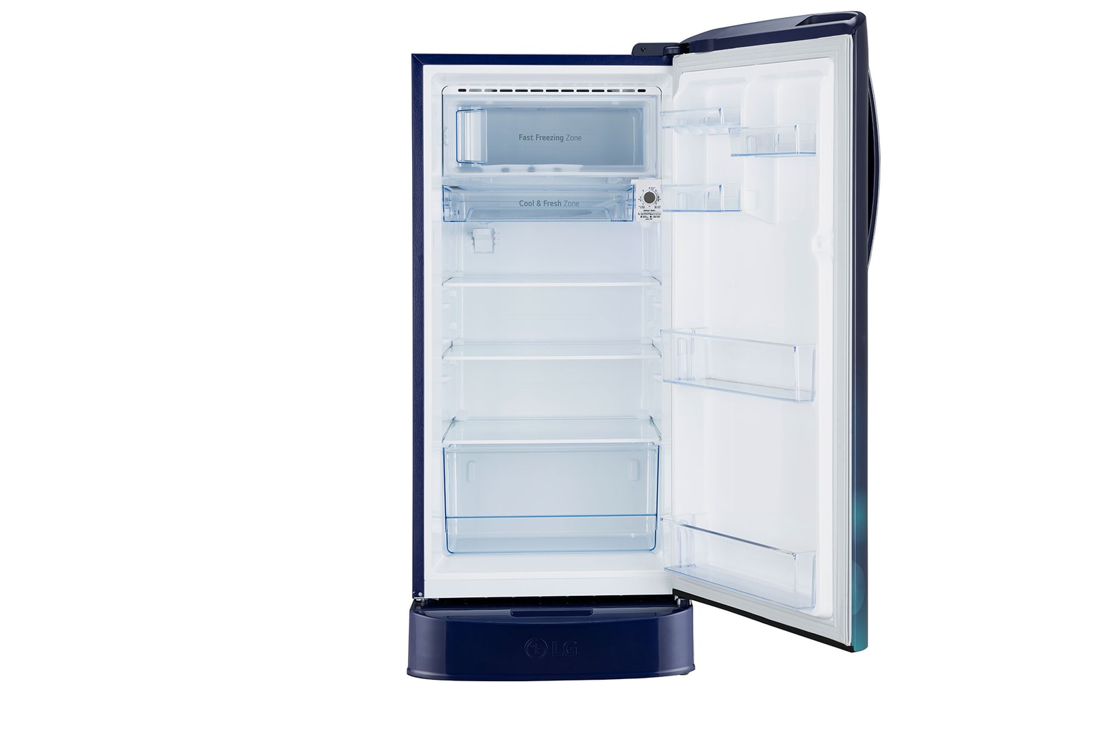 LG 201L Single Door Refrigerator with Smart Inverter Compressor, Base Stand Drawer, Blue Charm Finish, 5 Star, GL-D211HBCZ